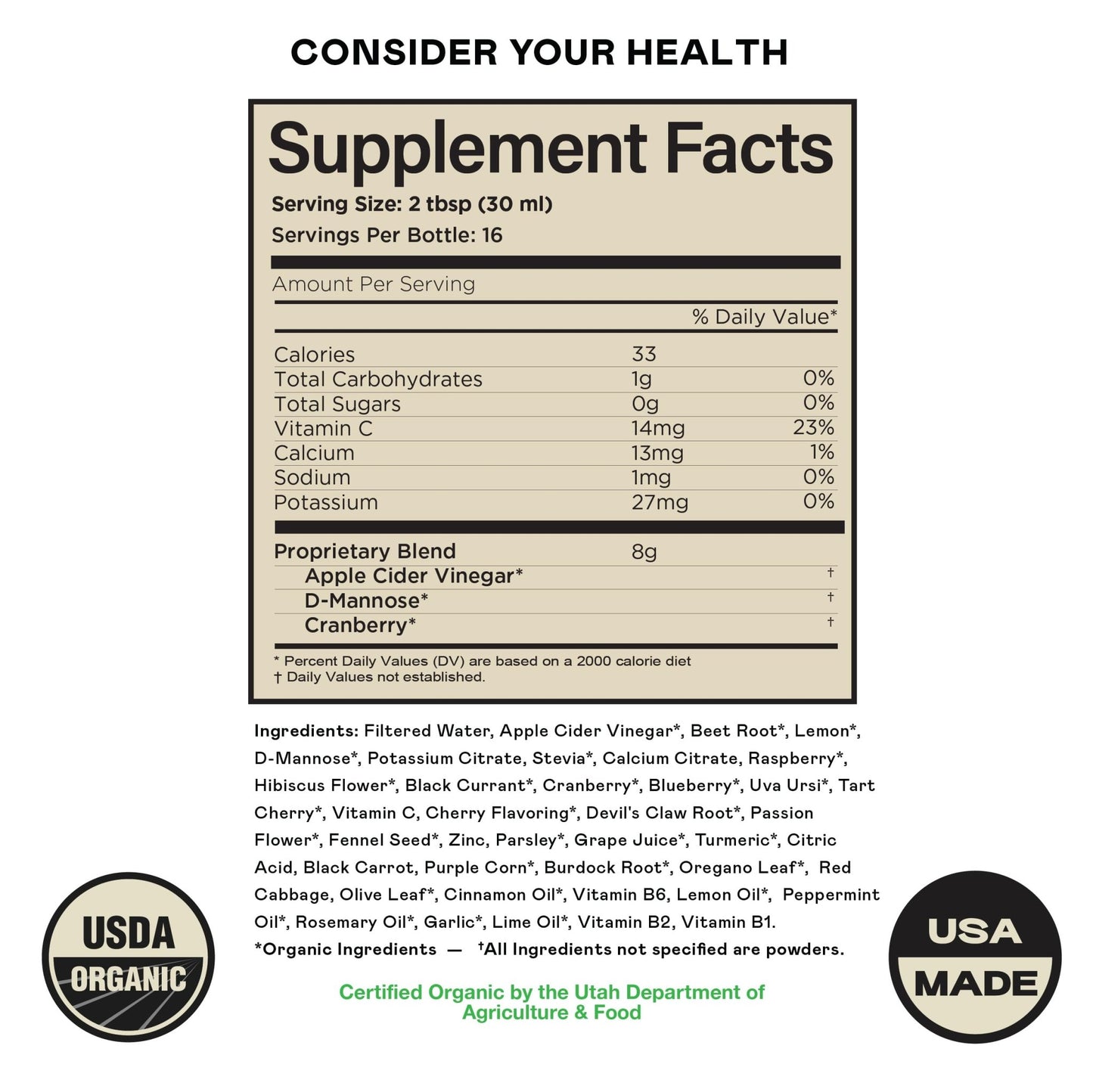 Complete Natural Urinary Tract Complete 8oz - Liquid Supplement for Urinary Tract Health with Organic Cranberry, D-Mannose, Beet Root, Fennel Seed, and Turmeric - dailyvitalstore