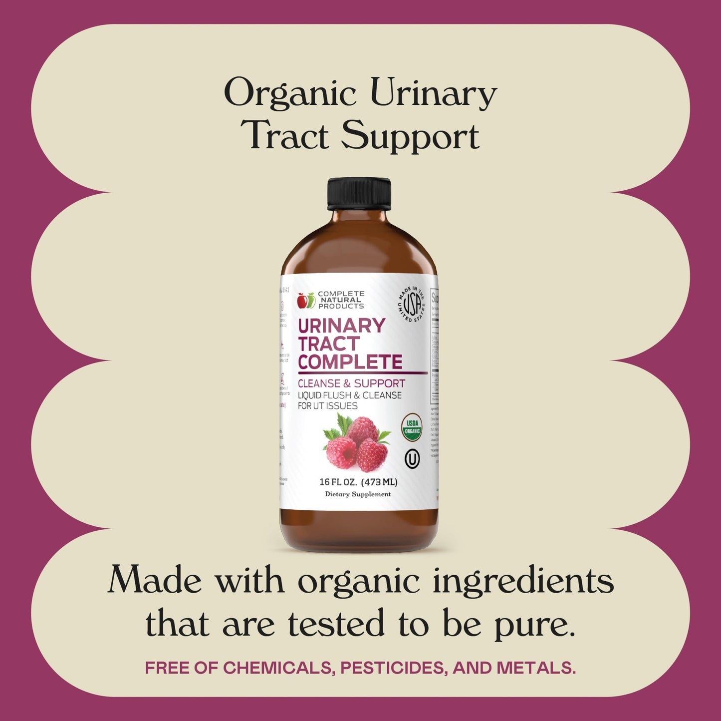 Complete Natural Urinary Tract Complete 8oz - Liquid Supplement for Urinary Tract Health with Organic Cranberry, D-Mannose, Beet Root, Fennel Seed, and Turmeric - dailyvitalstore