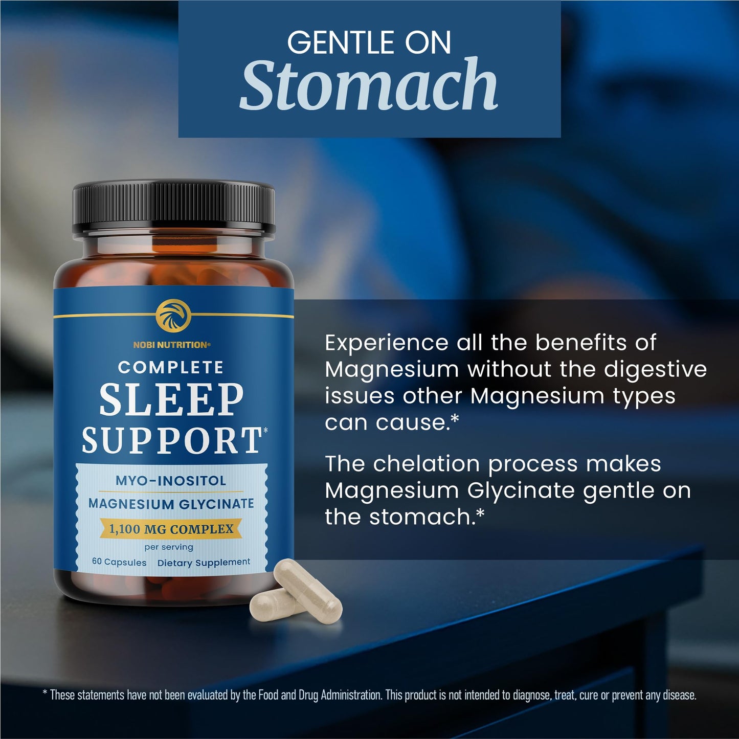 Complete Sleep Support | Myo Inositol + Magnesium Glycinate | Restful Sleep & Relaxation Support | 1100MG Complex | Melatonin-Free, Non-GMO | Inositol Supplement with Magnesium-Glycinate | 60 Ct - dailyvitalstore