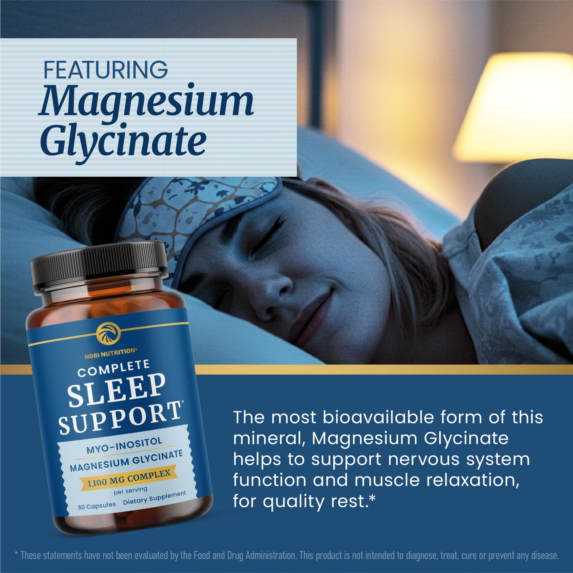 Complete Sleep Support | Myo Inositol + Magnesium Glycinate | Restful Sleep & Relaxation Support | 1100MG Complex | Melatonin-Free, Non-GMO | Inositol Supplement with Magnesium-Glycinate | 60 Ct - dailyvitalstore