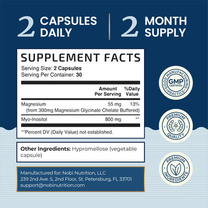 Complete Sleep Support | Myo Inositol + Magnesium Glycinate | Restful Sleep & Relaxation Support | 1100MG Complex | Melatonin-Free, Non-GMO | Inositol Supplement with Magnesium-Glycinate | 60 Ct - dailyvitalstore