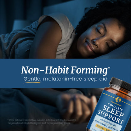 Complete Sleep Support | Myo Inositol + Magnesium Glycinate | Restful Sleep & Relaxation Support | 1100MG Complex | Melatonin-Free, Non-GMO | Inositol Supplement with Magnesium-Glycinate | 60 Ct - dailyvitalstore