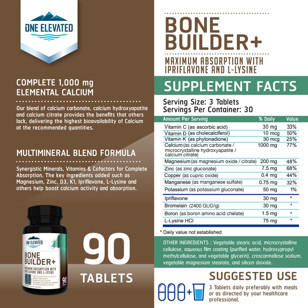 Comprehensive Bone Builder Calcium Supplement. Formulated with Highest Grade Calcium -Carbonate/Hydroxyapatite/Citrate, Magnesium, Zinc, D3. Works in Sync for Optimum Bone Health and Bone Strength. - dailyvitalstore
