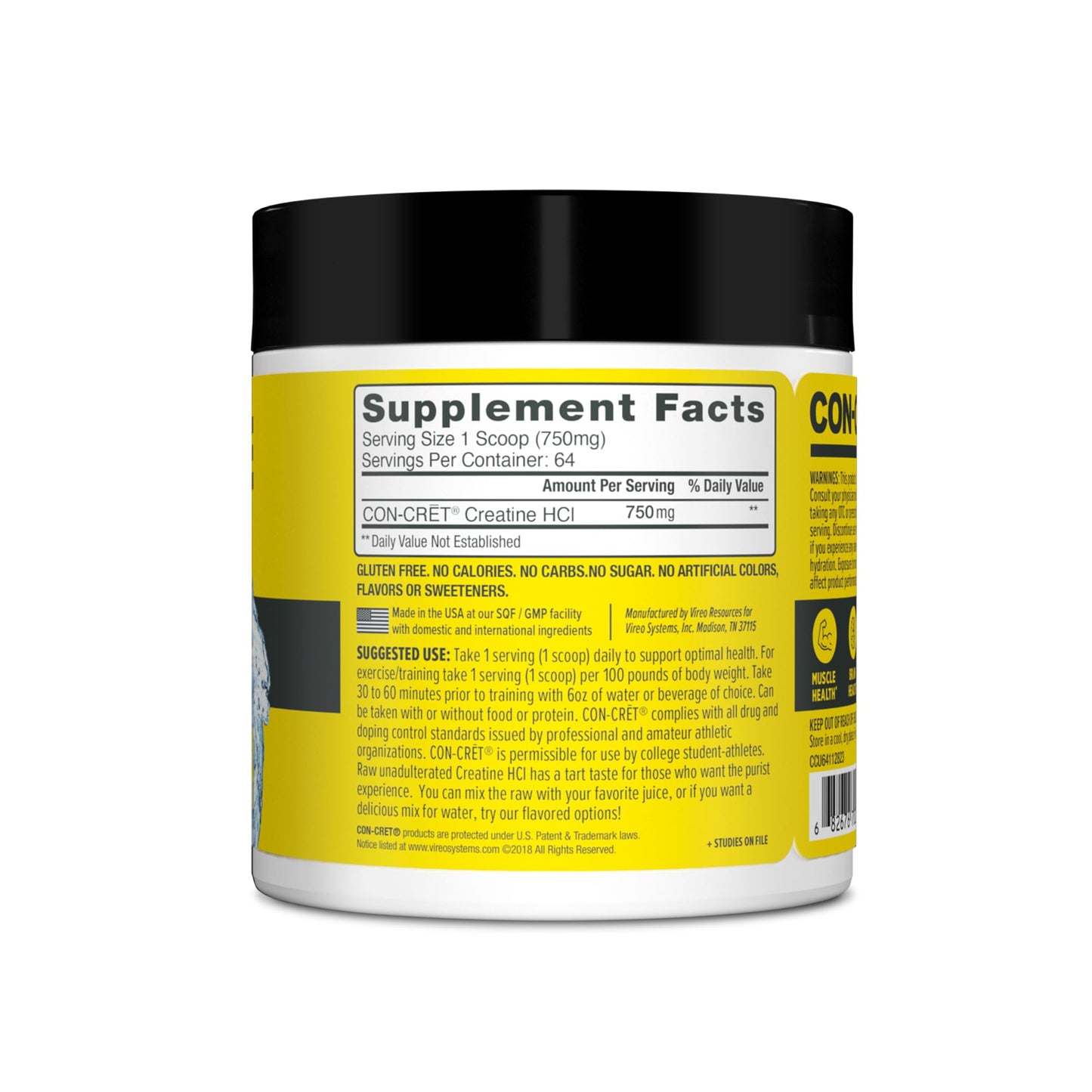 CON-CRET Creatine HCl Powder | Muscle, Cognitive, Cellular Energy Support | No Bloating or Cramps - dailyvitalstore