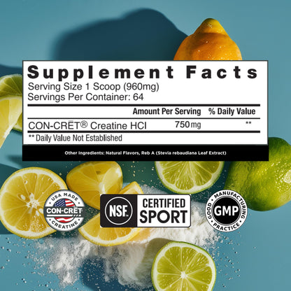 CON-CRET Creatine HCl Powder | Muscle, Cognitive, Cellular Energy Support | No Bloating or Cramps | USA Made & NSF Certified - dailyvitalstore