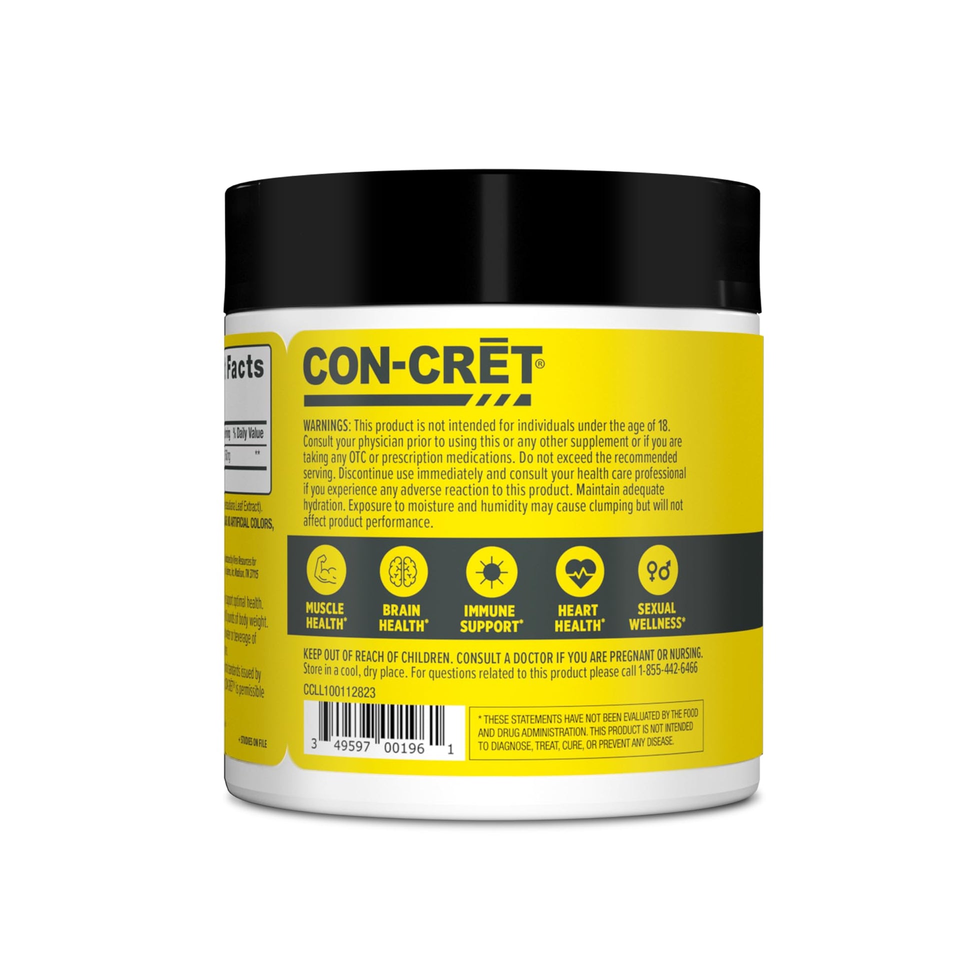 CON-CRET Creatine HCl Powder | Muscle, Cognitive, Cellular Energy Support | No Bloating or Cramps | USA Made & NSF Certified - dailyvitalstore
