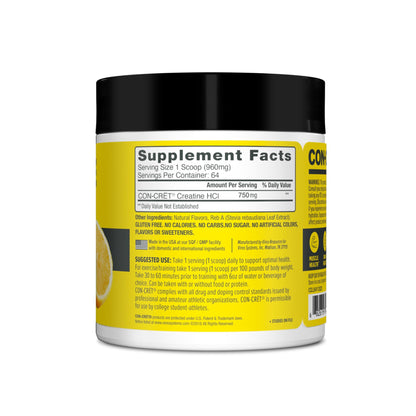 CON-CRET Creatine HCl Powder | Muscle, Cognitive, Cellular Energy Support | No Bloating or Cramps | USA Made & NSF Certified - dailyvitalstore