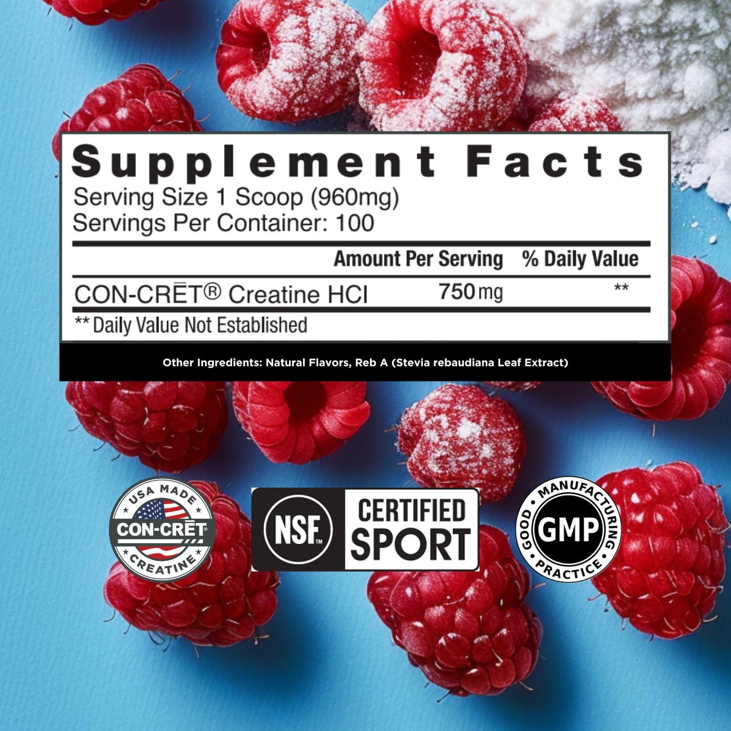 CON-CRET Creatine HCl Powder | Muscle, Cognitive, Cellular Energy Support | No Bloating or Cramps | USA Made & NSF Certified - dailyvitalstore