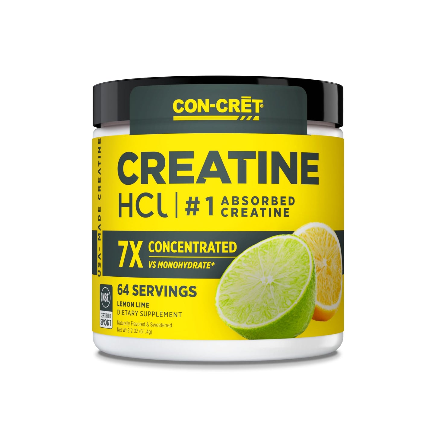 CON-CRET Creatine HCl Powder | Muscle, Cognitive, Cellular Energy Support | No Bloating or Cramps | USA Made & NSF Certified - dailyvitalstore