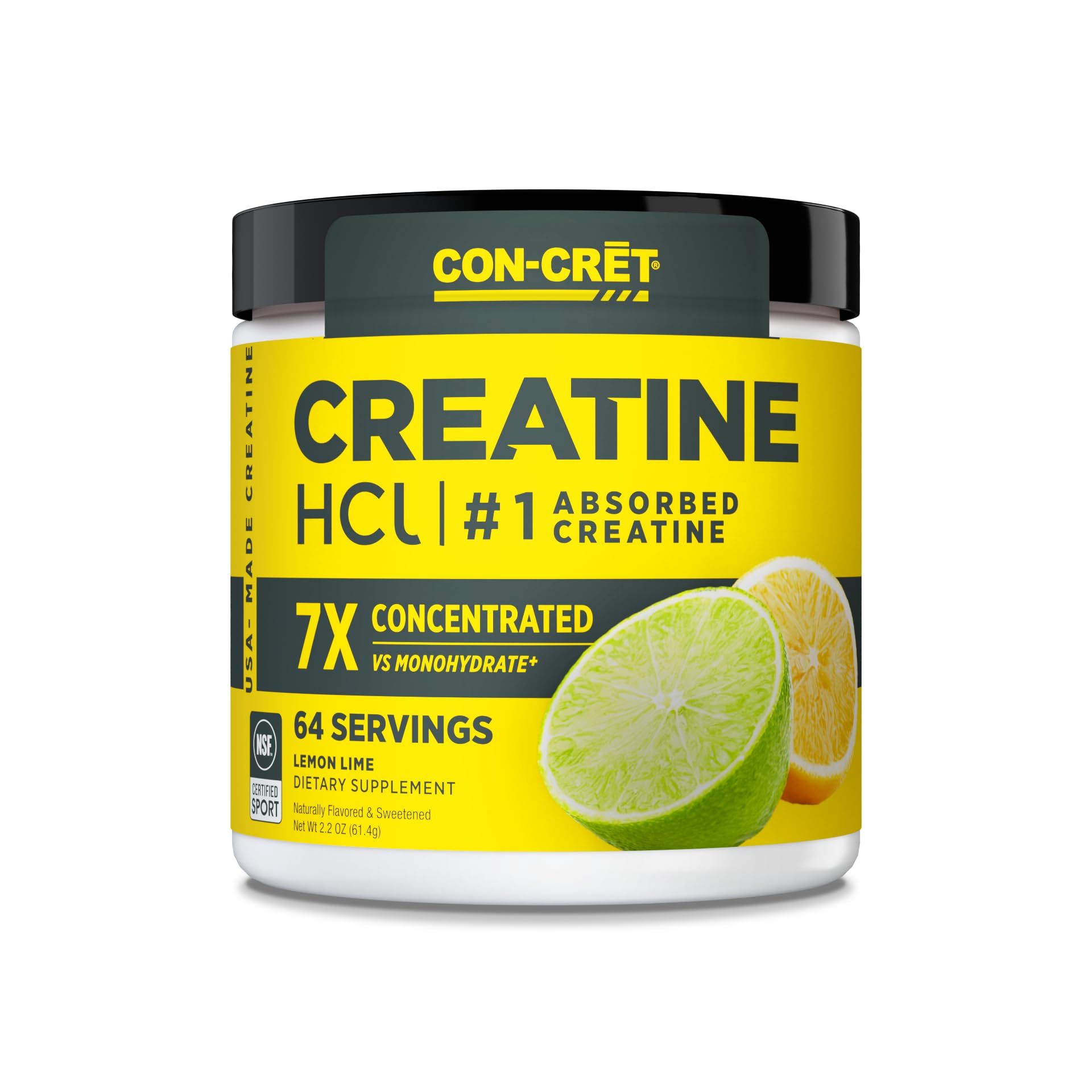 CON-CRET Creatine HCl Powder | Muscle, Cognitive, Cellular Energy Support | No Bloating or Cramps | USA Made & NSF Certified - dailyvitalstore