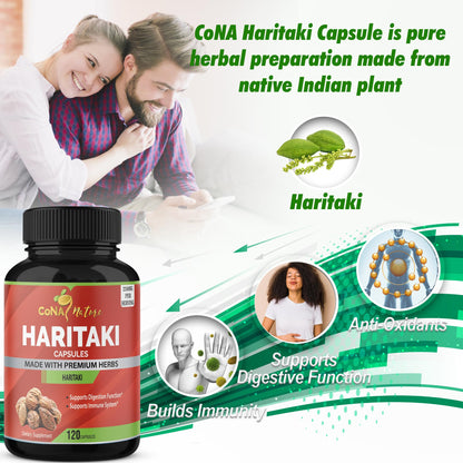 Cona Nature Organic India Haritaki Capsules 2250MG, Rejuvenation, Improving Digestion, Maintains Regularity | Non-GMO Vegan Gluten-Free Herbs and Supplements, 120 Caps - dailyvitalstore