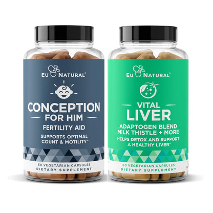 Conception for Him and Vital Liver Bundle - Male Fertility Booster & Prenatal Supplement + 9-in-1 Liver Support - dailyvitalstore