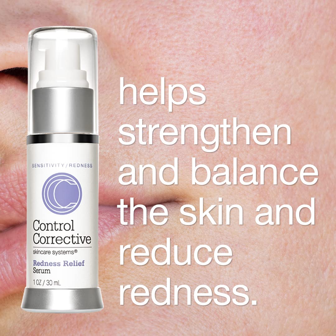 CONTROL CORRECTIVE Redness Relief Serum, 1 Oz - Botanical Extracts & Skin Balancing Vitamins, Calms, Hydrates & Strengthens Sensitive Skin, No Parabens Or Synthetic Dyes, Japanese Green Tea, Soothing - dailyvitalstore