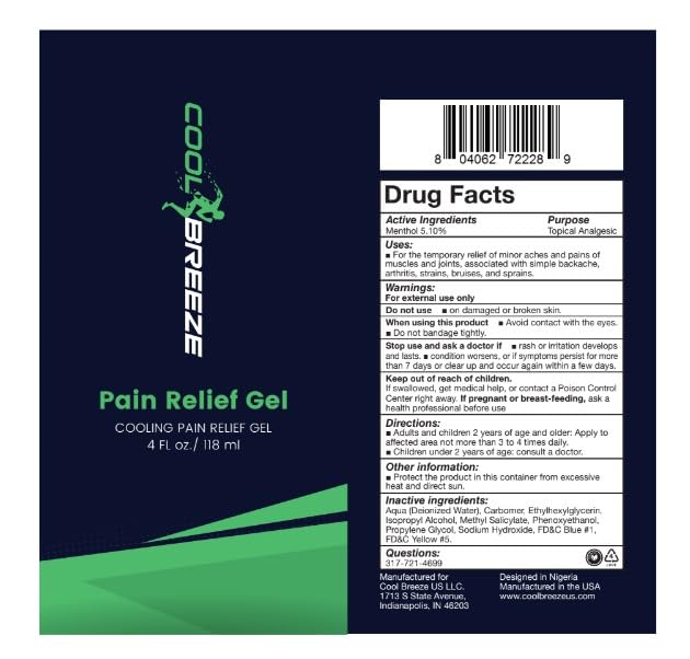 Cool Breeze Pain Relief Gel – Topical Pain Relief Gel for Arthritis, Muscle Soreness, Back Pain, Knee Pain & Joint Stiffness – Dual Heating & Cooling Menthol Formula – Non‑Greasy 4oz Tube, Made in USA - dailyvitalstore