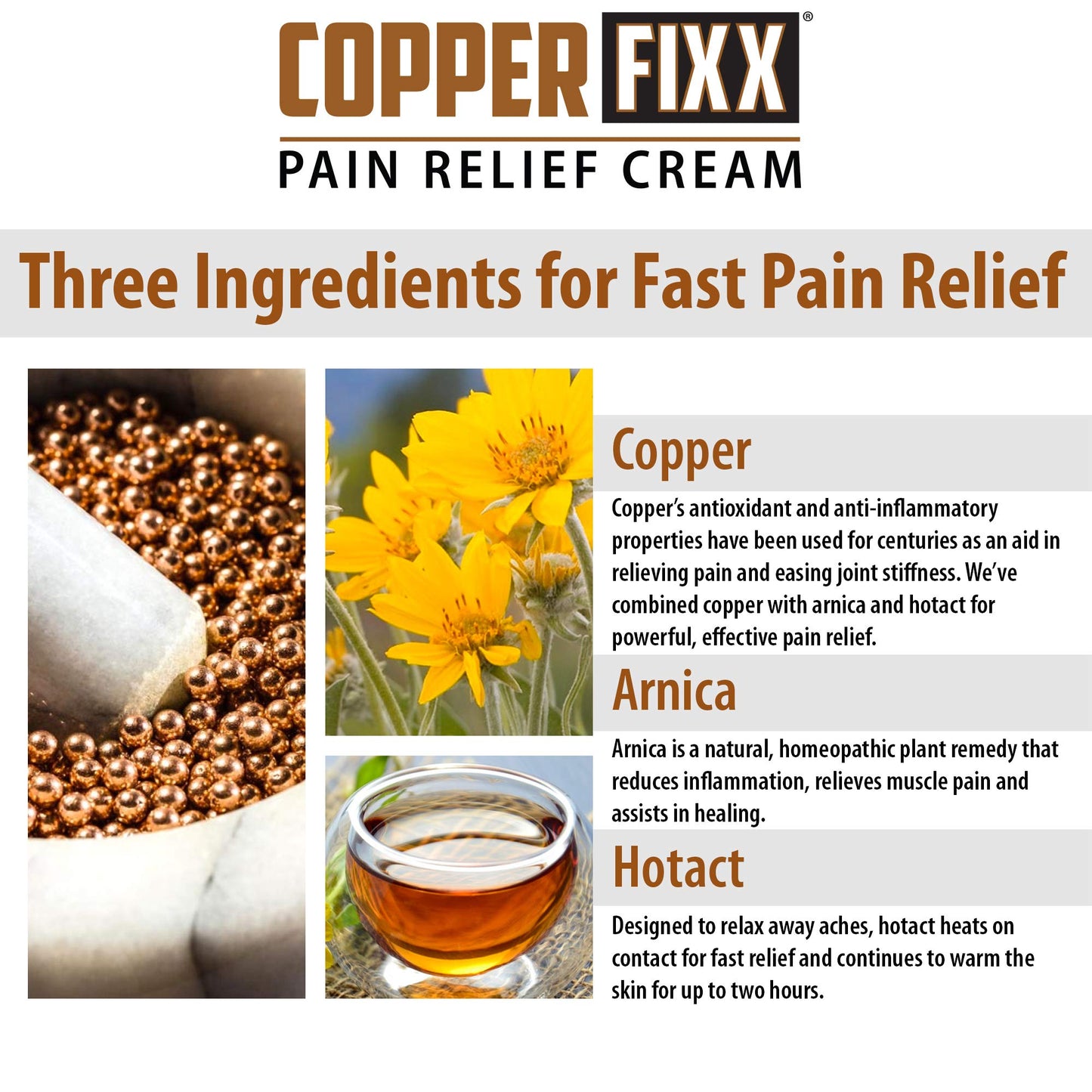 CopperFixx Pain Relief Cream, 5 Fl Oz Tube Powered by Copper with Heat Technology Arnica for Muscle & Stiffness Joint Inflammation, Knee, Back, Shoulder Arthritis Pain. Fast Acting, CF03028 - dailyvitalstore