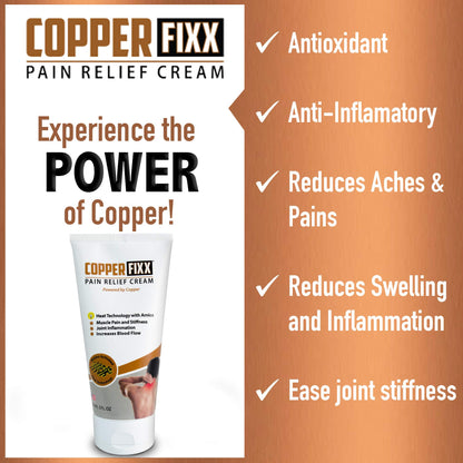 CopperFixx Pain Relief Cream, 5 Fl Oz Tube Powered by Copper with Heat Technology Arnica for Muscle & Stiffness Joint Inflammation, Knee, Back, Shoulder Arthritis Pain. Fast Acting, CF03028 - dailyvitalstore