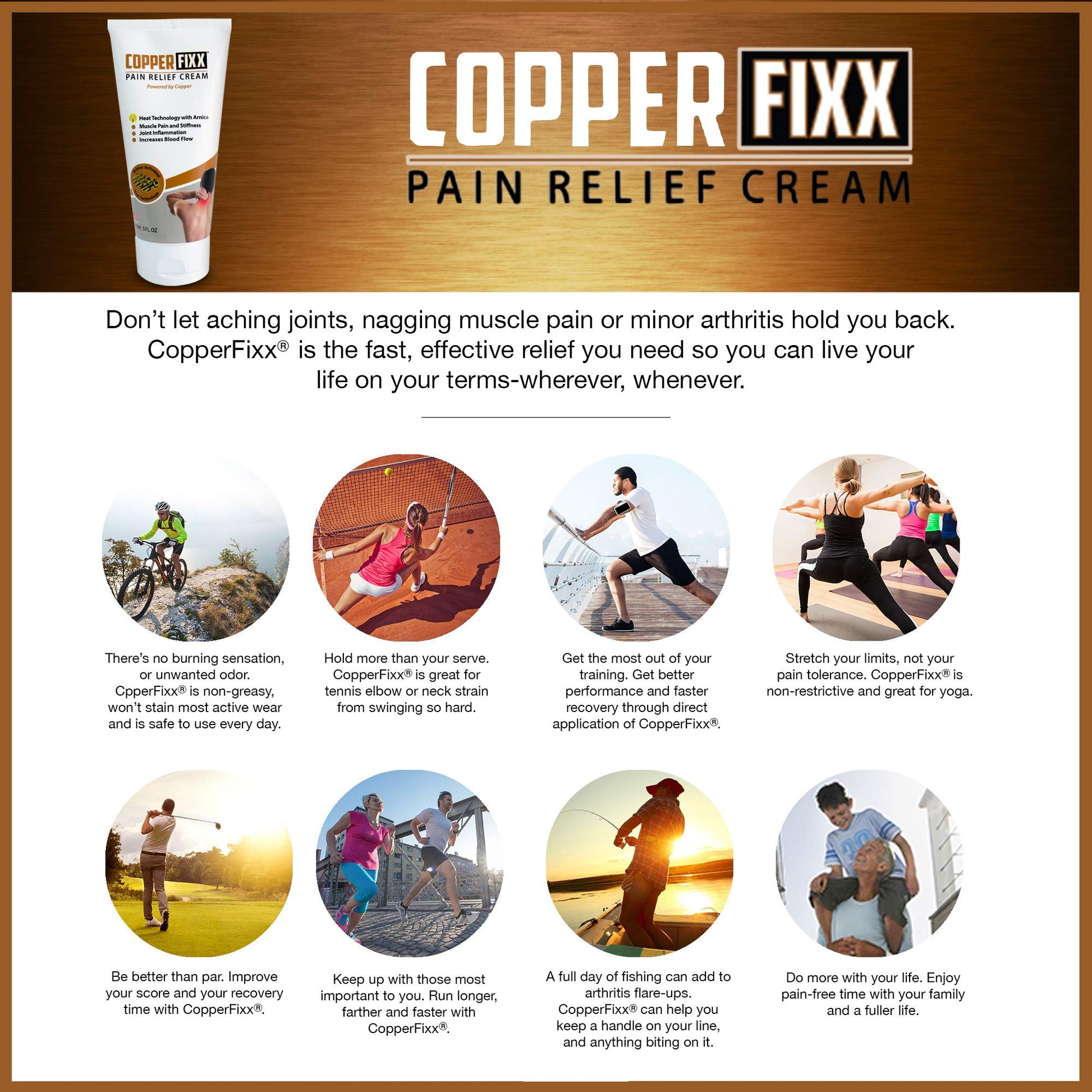CopperFixx Pain Relief Cream, 5 Fl Oz Tube Powered by Copper with Heat Technology Arnica for Muscle & Stiffness Joint Inflammation, Knee, Back, Shoulder Arthritis Pain. Fast Acting, CF03028 - dailyvitalstore