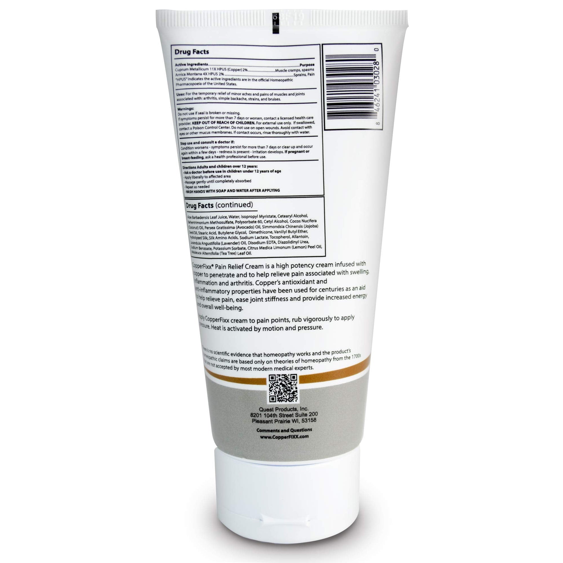 CopperFixx Pain Relief Cream, 5 Fl Oz Tube Powered by Copper with Heat Technology Arnica for Muscle & Stiffness Joint Inflammation, Knee, Back, Shoulder Arthritis Pain. Fast Acting, CF03028 - dailyvitalstore