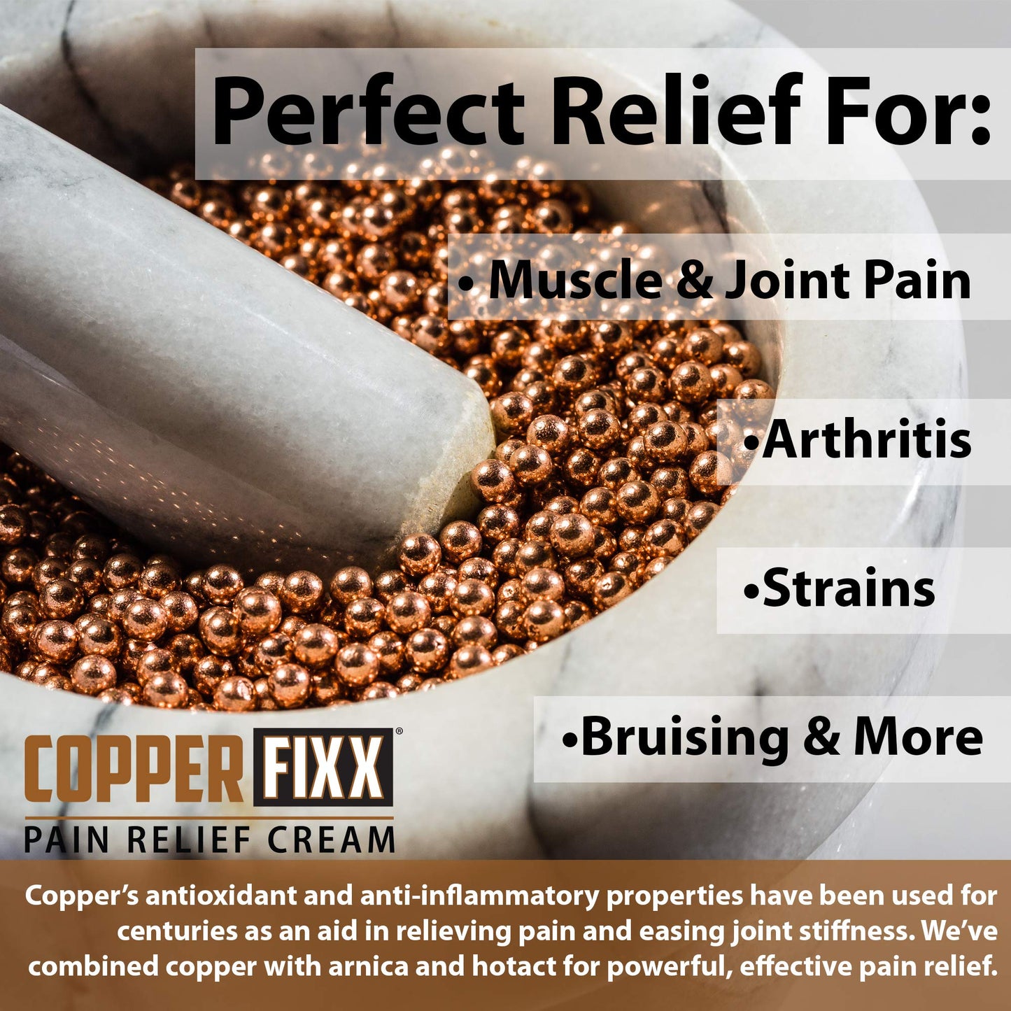 CopperFixx Pain Relief Cream, 5 Fl Oz Tube Powered by Copper with Heat Technology Arnica for Muscle & Stiffness Joint Inflammation, Knee, Back, Shoulder Arthritis Pain. Fast Acting, CF03028 - dailyvitalstore