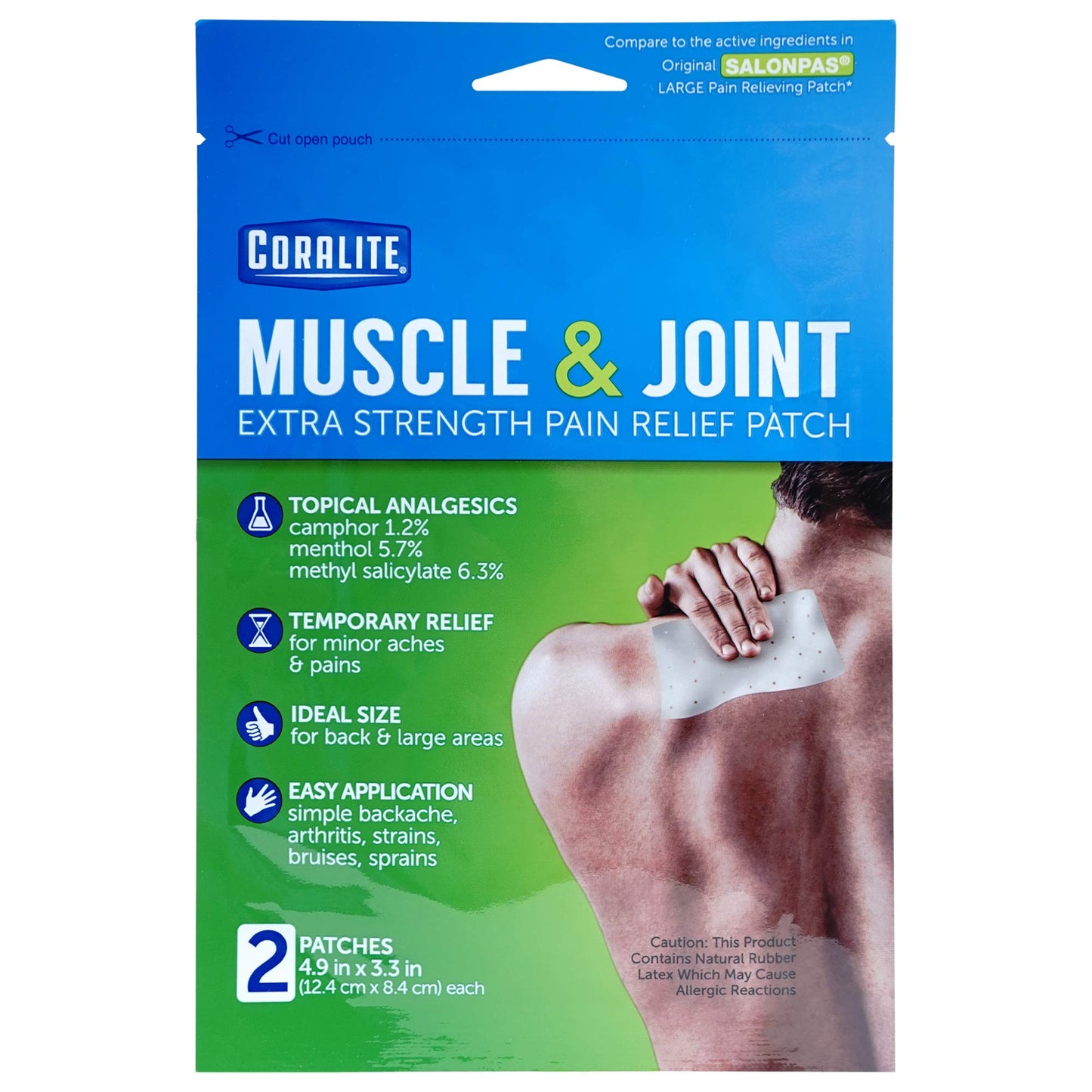Coralite Pain Relieving Patch - Extra Strength Joint & Muscle Pain Relief Patches for Back Pain, Muscle Soreness and Joint Pain, 2 Patches Per Pack (24 Pack) - dailyvitalstore