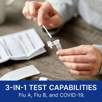CorDx TyFast at Home Flu A/B & COVID-19 Multiplex Rapid Test Kit, Easy, Accurate, Fast Results in 10 Minutes, 3 in 1 Combo Kit, 5 Tests - dailyvitalstore