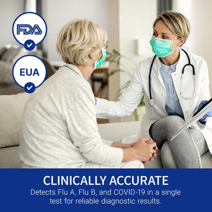 CorDx TyFast Flu A/B & COVID-19 At-Home Multiplex Rapid Test Kit, 3-in-1 Antigen Test, Results in 10 Minutes, EUA Authorized OTC, 4 Tests - dailyvitalstore