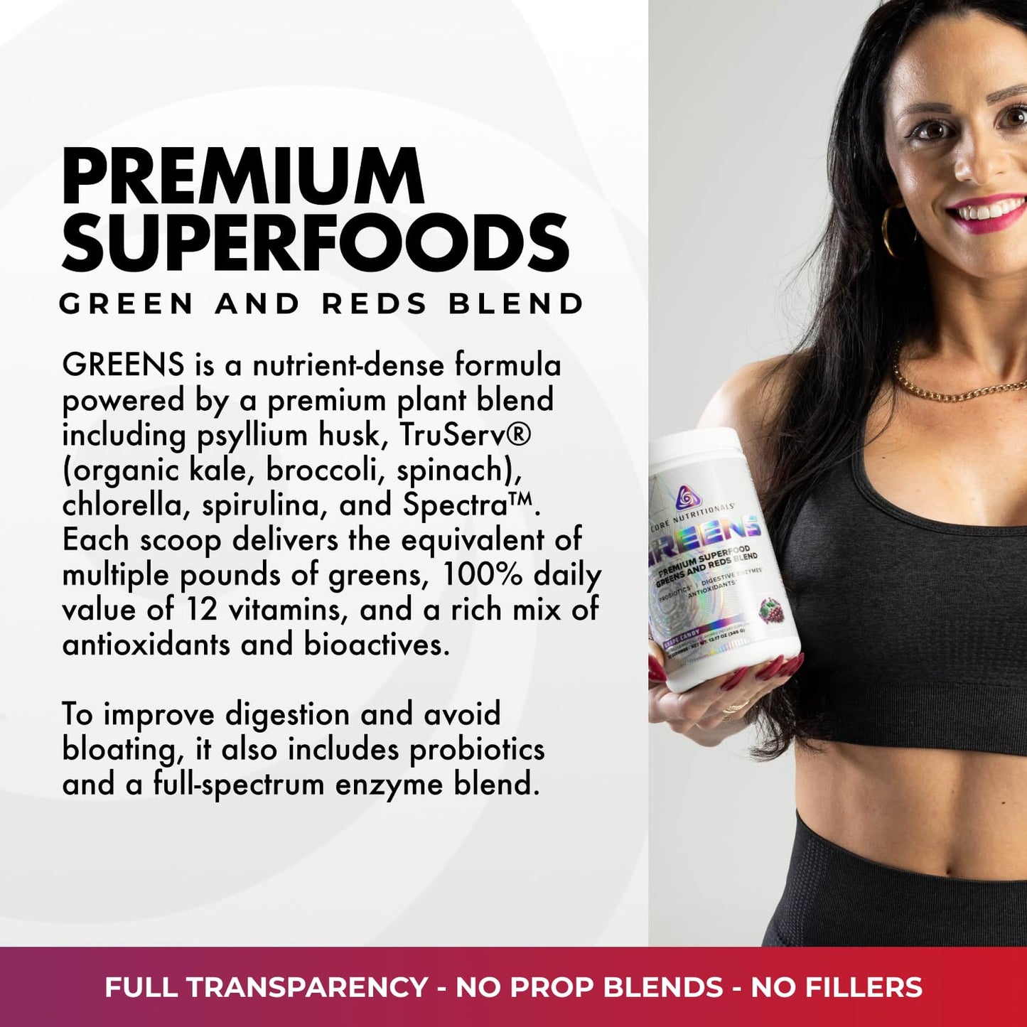 Core Nutritionals Greens | Premium Superfood Reds & Greens Blend | 5 Billion CFU Probiotics, Digestive Enzymes, & Antioxidants | 30 Servings (Berry Bliss) - dailyvitalstore