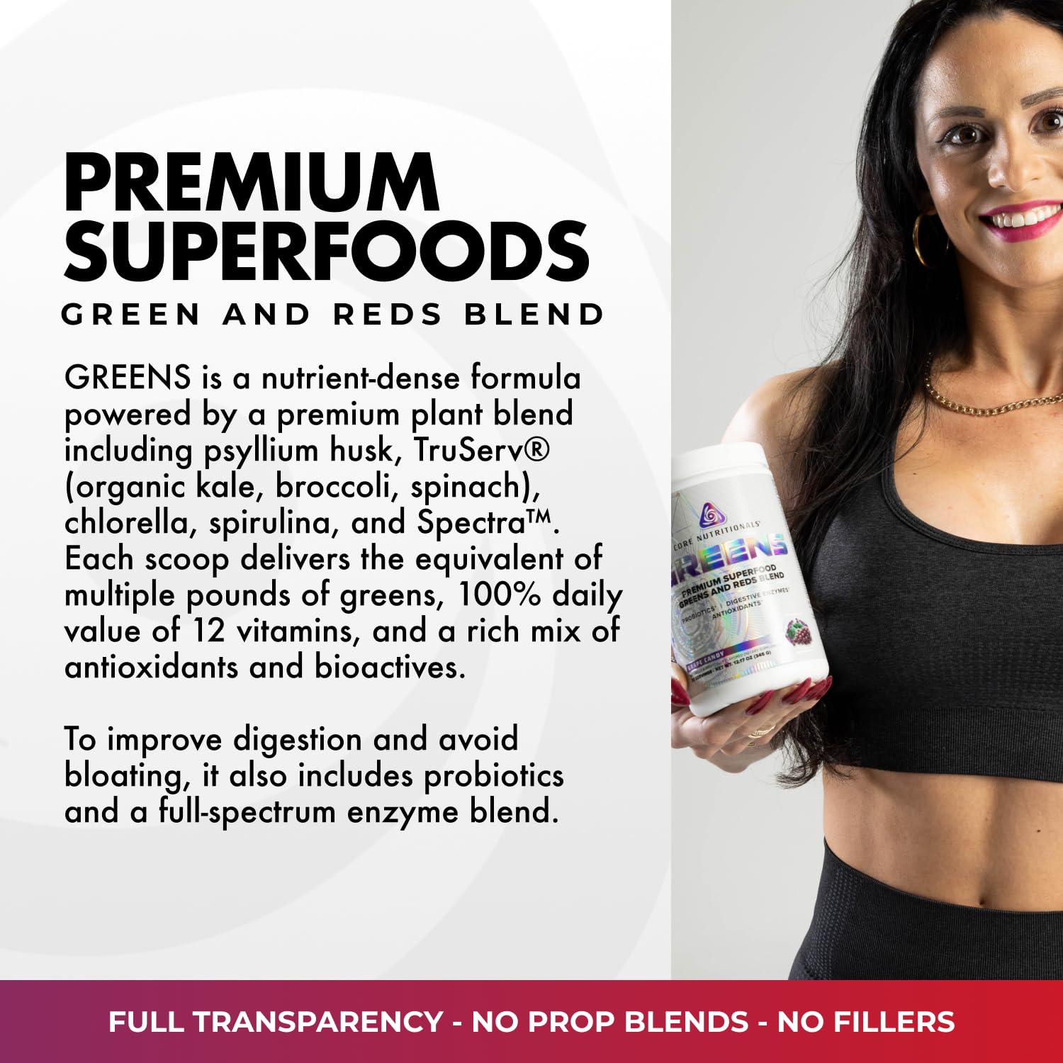 Core Nutritionals Greens | Premium Superfood Reds & Greens Blend | 5 Billion CFU Probiotics, Digestive Enzymes, & Antioxidants | 30 Servings (Berry Bliss) - dailyvitalstore
