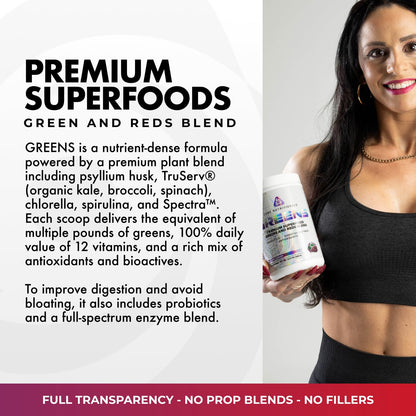 Core Nutritionals Greens | Premium Superfood Reds & Greens Blend | 5 Billion CFU Probiotics, Digestive Enzymes, & Antioxidants | 30 Servings (Berry Bliss) - dailyvitalstore