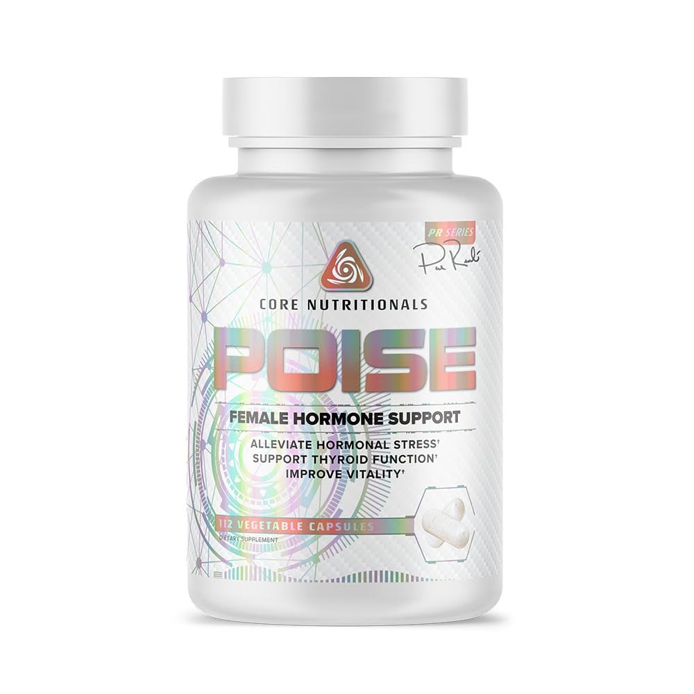 Core Nutritionals Poise Female Hormone Support | Thyroid Hormone Balance & Menstrual Support | with Magnesium & Iodine | Antioxidant Rich | 112 Vegetable Capsules - dailyvitalstore