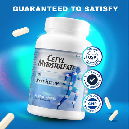 CoreCeutimin Cetyl Myristoleate - Omega 5 Fatty Acid - Ultra Support for Relief from Joint Discomfort and Stiffness - Also Includes Glucosamine, MSM & Hyaluronic Acid - 80 Capsules - dailyvitalstore