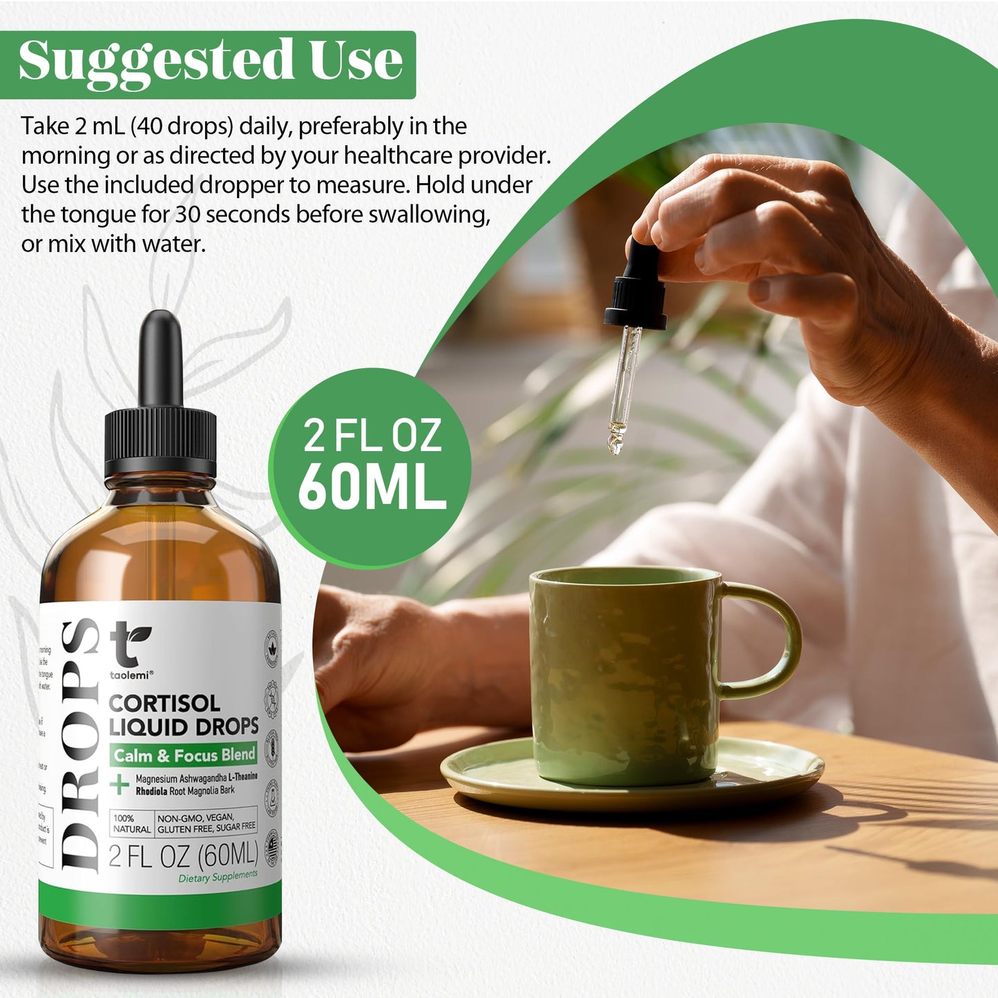 Cortisol Manager Drops with Magnesium & Ashwagandha - Advanced Liquid Blend for Relaxation, Supports Restful Sleep, Fast-Absorbing Liquid, Non-GMO, 2 Fl Oz - dailyvitalstore