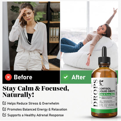 Cortisol Manager Drops with Magnesium & Ashwagandha - Advanced Liquid Blend for Relaxation, Supports Restful Sleep, Fast-Absorbing Liquid, Non-GMO, 2 Fl Oz - dailyvitalstore