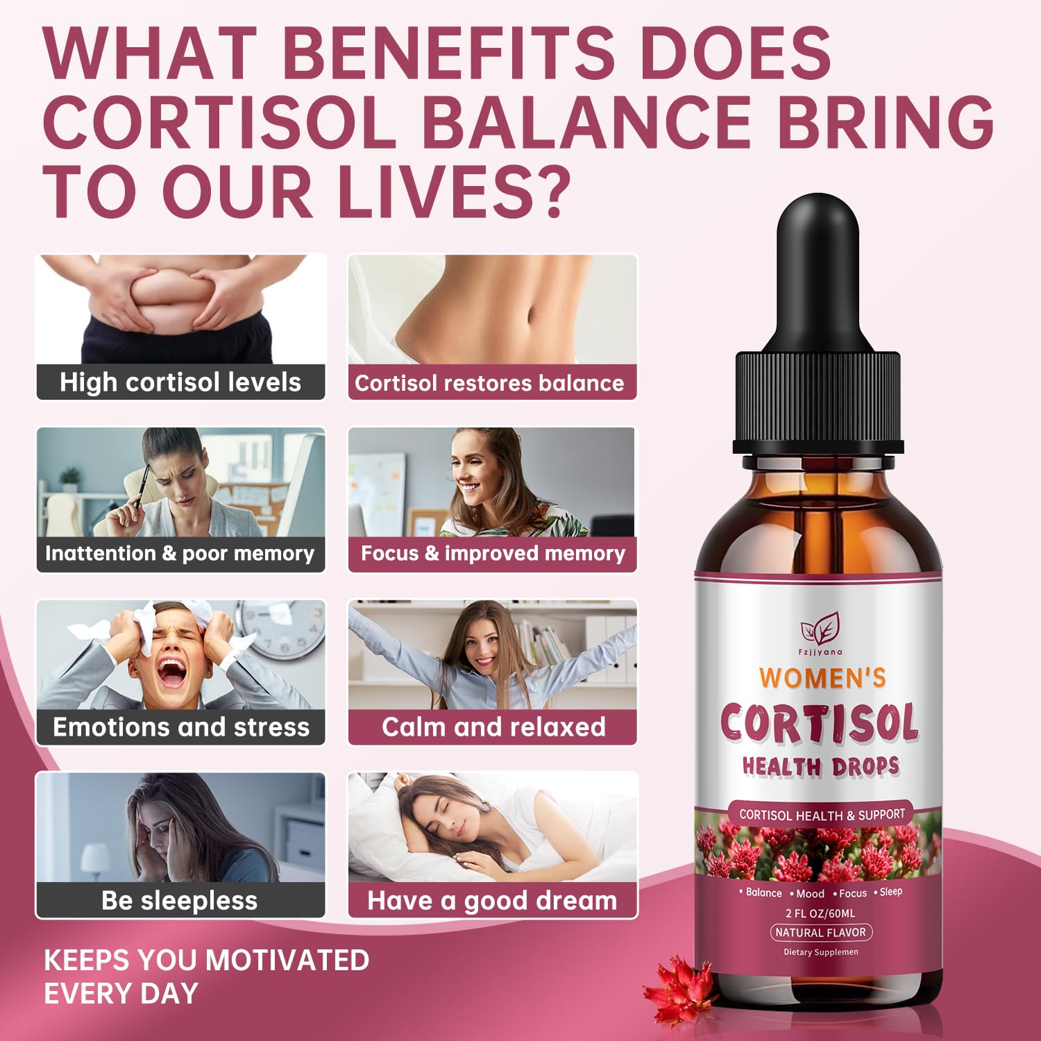 Cortisol Manager Liquid Drops, Cortisol Supplements for Women, with magnesium ashwagandha, rhodiola rosea,l-theanine,Phosphatidylserine-Promote Relaxation and Support Mood- 30 Day Vegan Supply - dailyvitalstore