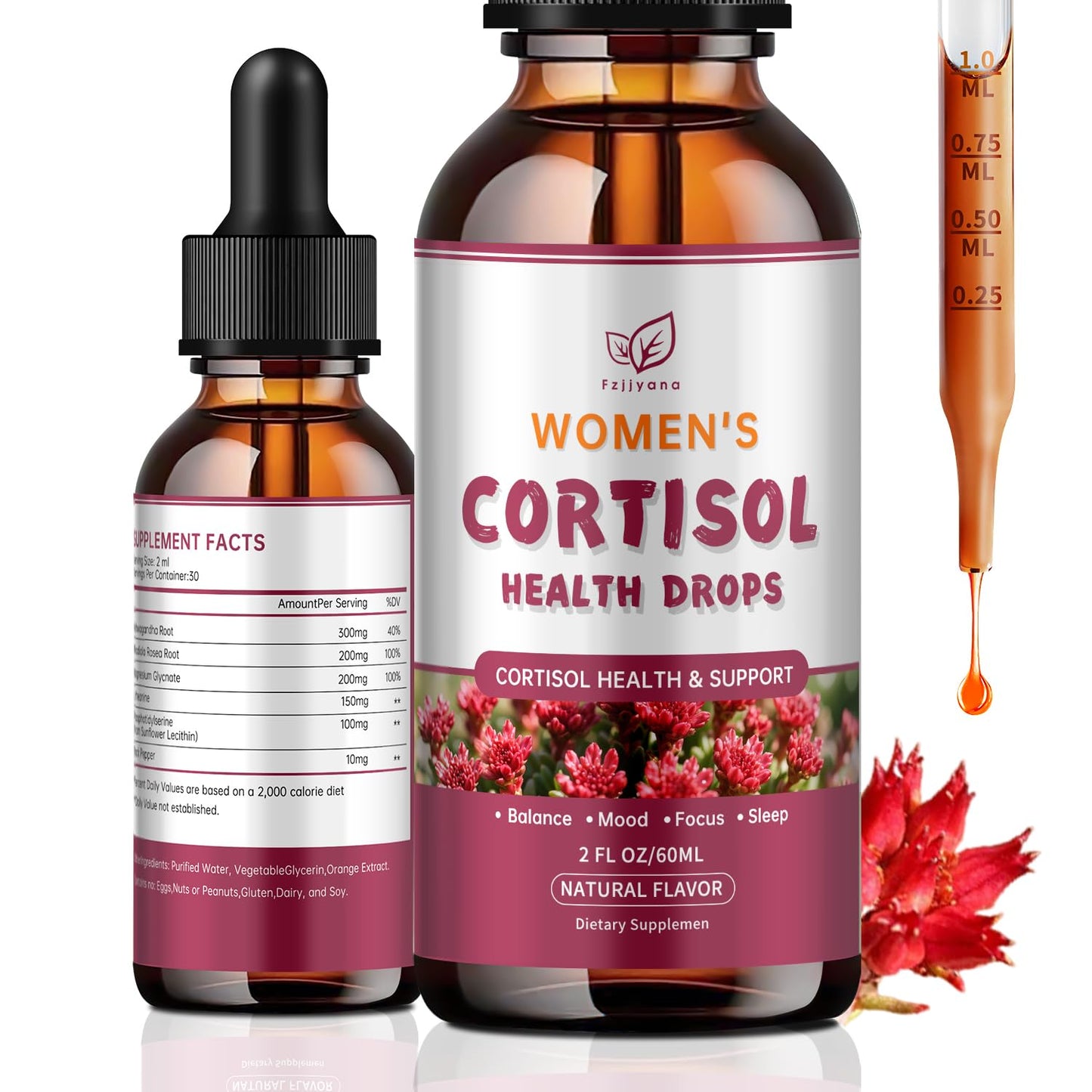 Cortisol Manager Liquid Drops, Cortisol Supplements for Women, with magnesium ashwagandha, rhodiola rosea,l-theanine,Phosphatidylserine-Promote Relaxation and Support Mood- 30 Day Vegan Supply - dailyvitalstore