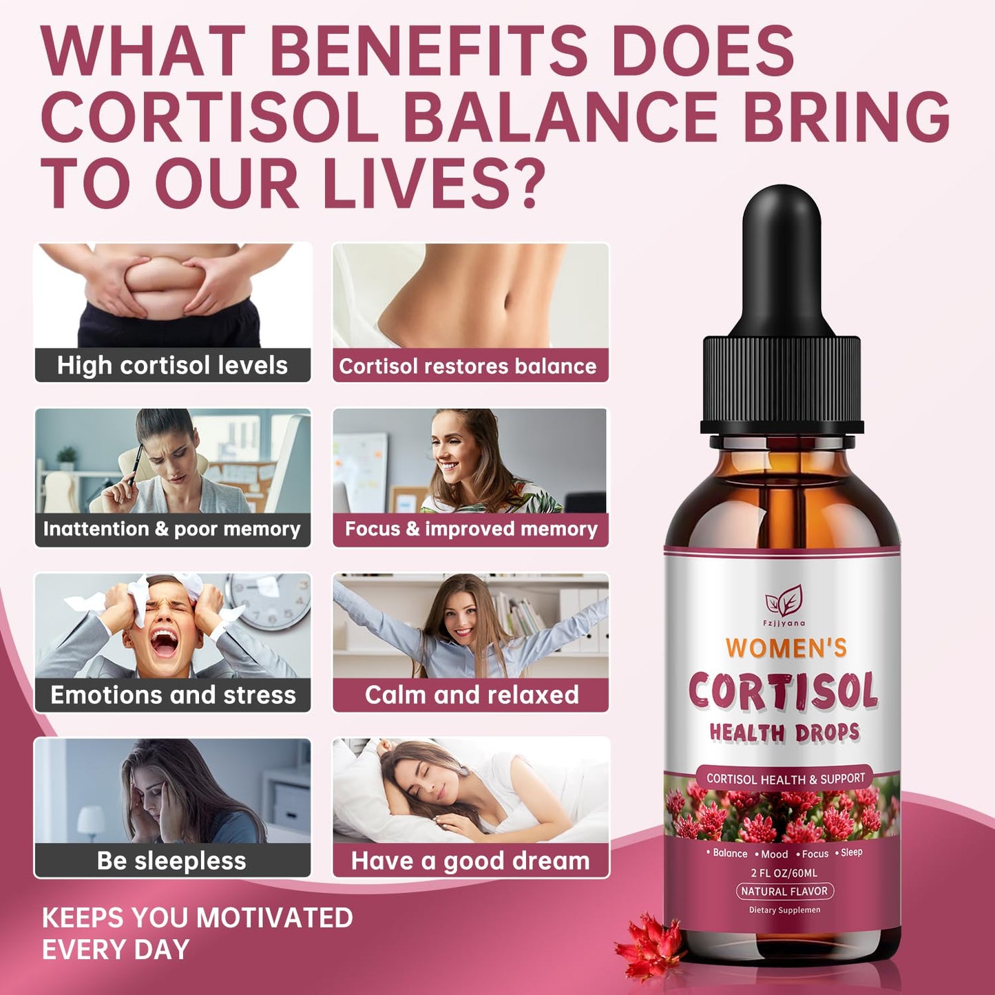 Cortisol Manager Liquid Drops, Cortisol Supplements for Women, with magnesium ashwagandha, rhodiola rosea,l-theanine,Phosphatidylserine-Promote Relaxation and Support Mood- 30 Day Vegan Supply - dailyvitalstore