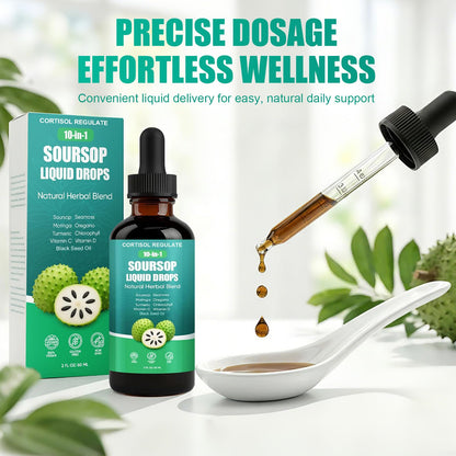 CORTISOL REGULATE Soursop Liquid Drops, 10-in-1 Blend with Sea Moss, Moringa, Turmeric, Black Seed Oil, Oregano, and More, 2 fl oz (1 Pack) - dailyvitalstore
