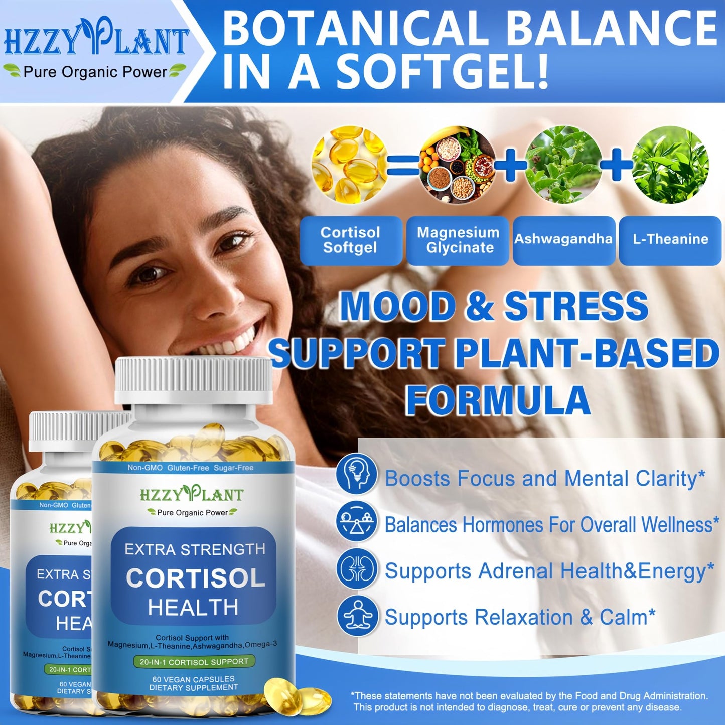 Cortisol Supplements for Women and Men Softgels with Phosphatidylserine Magnesium Ashwagandha L-Theanine,High Absorption Cortisol Detox Capsules for Sleep Relaxation Stress Relief,Non-GMO,60 Servings - dailyvitalstore