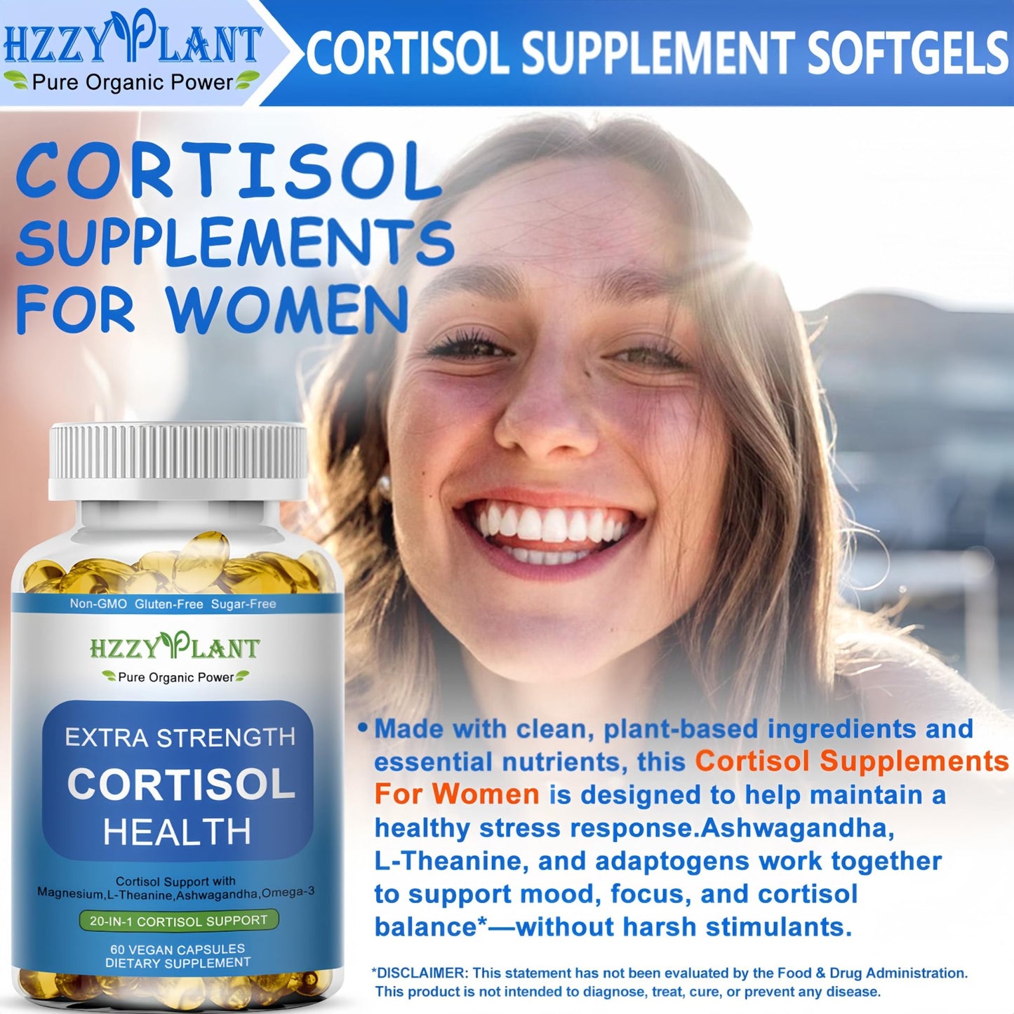 Cortisol Supplements for Women and Men Softgels with Phosphatidylserine Magnesium Ashwagandha L-Theanine,High Absorption Cortisol Detox Capsules for Sleep Relaxation Stress Relief,Non-GMO,60 Servings - dailyvitalstore