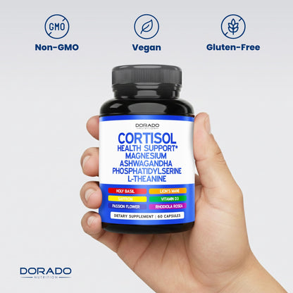 Cortisol Supplements for Women & Men with 14 in1 Blend (Magnesium, Ashwagandha, L Theanine & More) Healthy Cortisol Balance & Calm Mood Support - Third Party Tested, Non GMO, USA Made - 60 Count - dailyvitalstore
