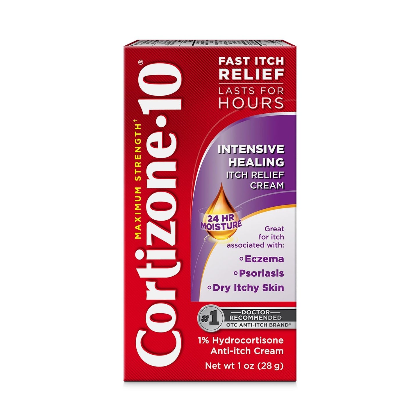 Cortizone-10 Maximum Strength Intensive Healing Itch Relief Cream, 1% Hydrocortisone, Fast-Acting, Anti-Itch Cream for Bug Bites, Rash, Eczema, Psoriasis, Poison Ivy, Oak, Sumac & More, 1 oz - dailyvitalstore