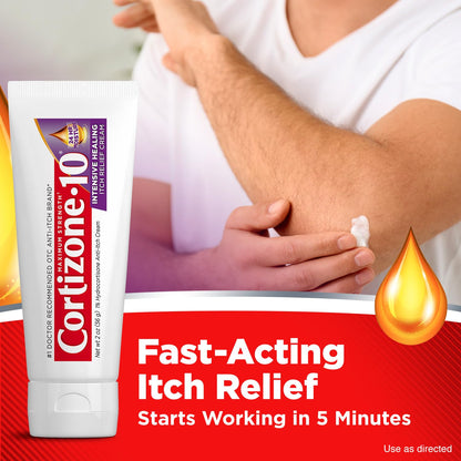 Cortizone-10 Maximum Strength Intensive Healing Itch Relief Cream, 1% Hydrocortisone, Fast-Acting, Anti-Itch Cream for Bug Bites, Rash, Eczema, Psoriasis, Poison Ivy, Oak, Sumac & More, 2 oz - dailyvitalstore