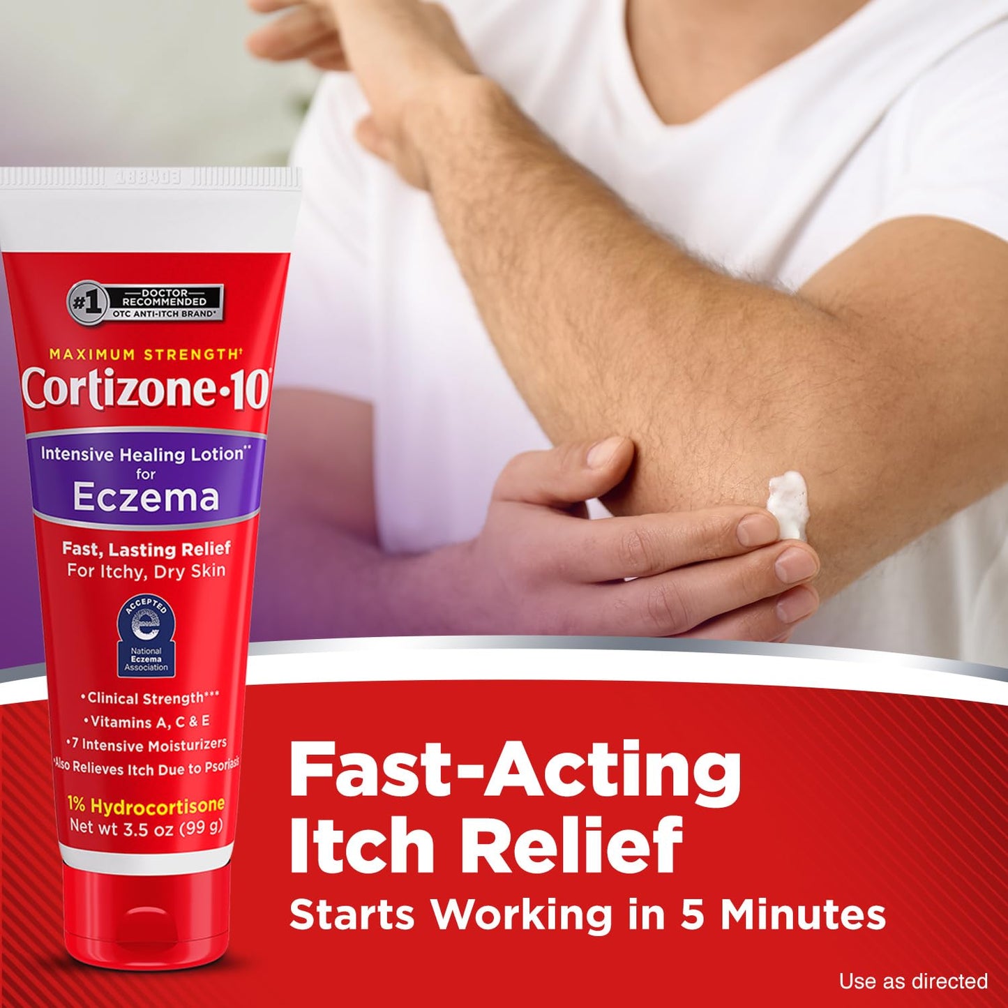 Cortizone-10 Maximum Strength Intensive Healing Itch Relief Lotion for Eczema, 1% Hydrocortisone, Fast-Acting, Anti-Itch Cream for Minor Skin Irritations, Rashes and Inflammation Due to Eczema, 3.5 oz - dailyvitalstore