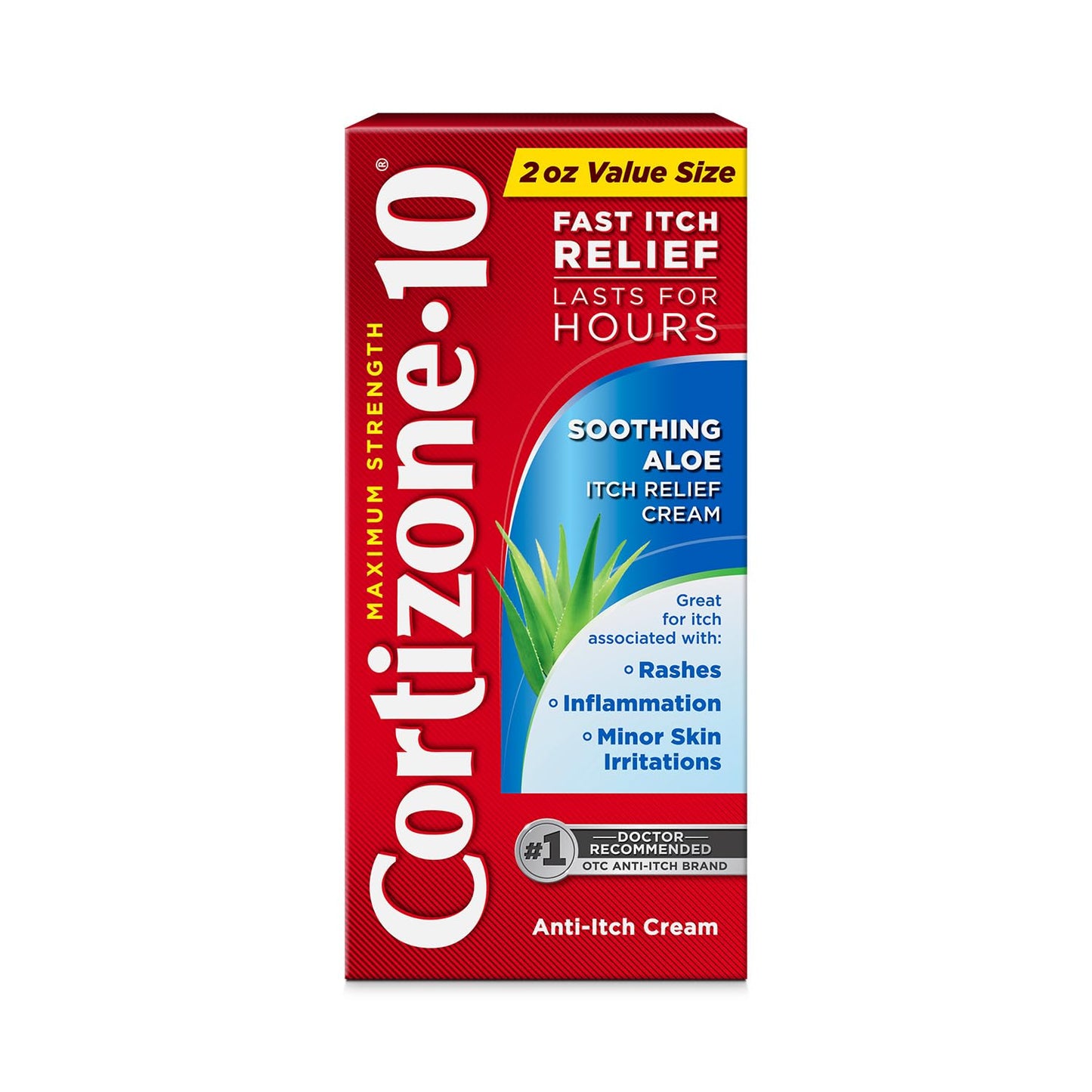 Cortizone-10 Maximum Strength Soothing Aloe Itch Relief Cream, 1% Hydrocortisone, Fast-Acting, Anti-Itch Cream for Bug Bites, Rash, Eczema, Psoriasis, Poison Ivy, Oak, Sumac & More, 2 oz - dailyvitalstore