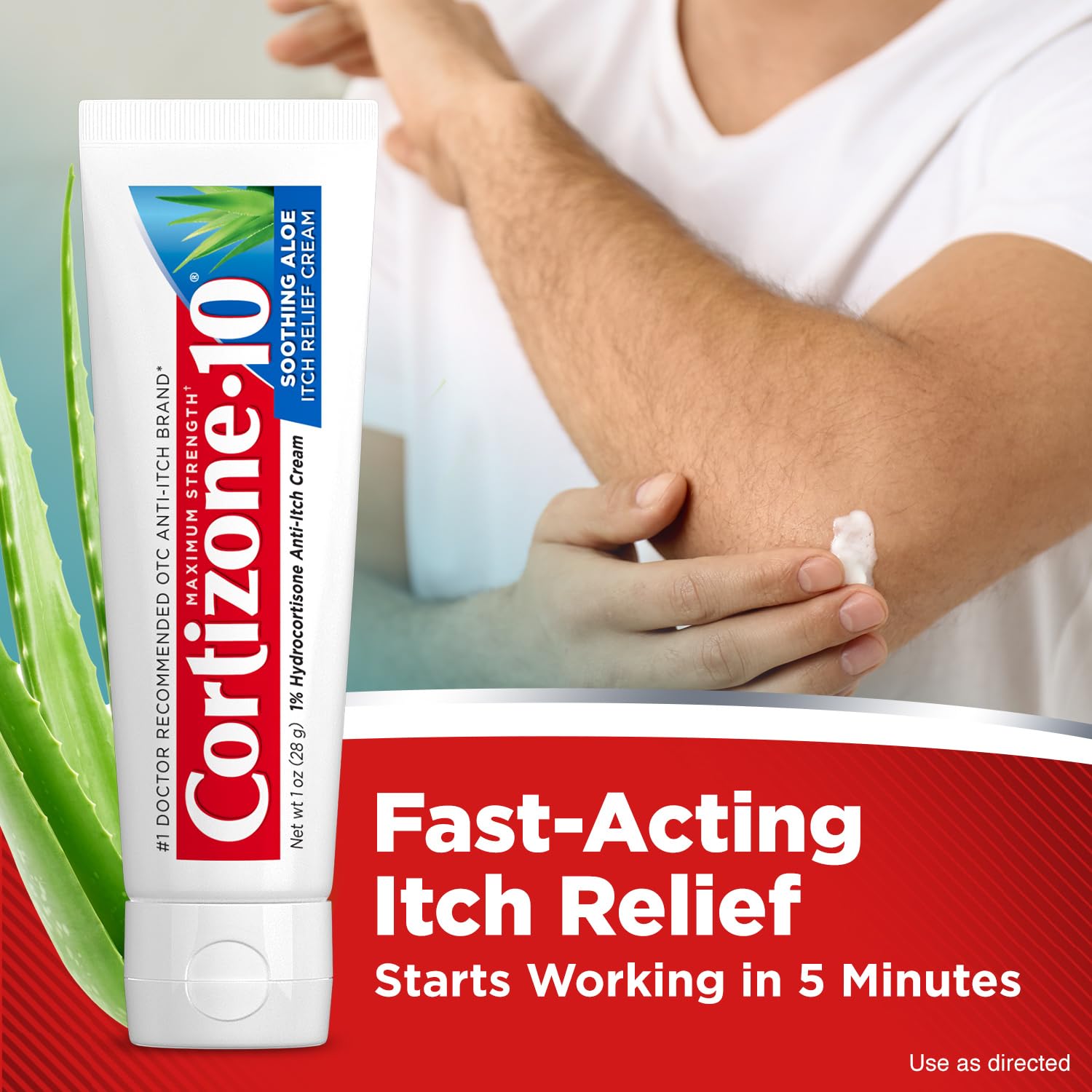 Cortizone-10 Maximum Strength Soothing Aloe Itch Relief Cream, 1% Hydrocortisone, Fast-Acting, Anti-Itch Cream for Bug Bites, Rash, Eczema, Psoriasis, Poison Ivy, Oak, Sumac & More, 1 oz - dailyvitalstore