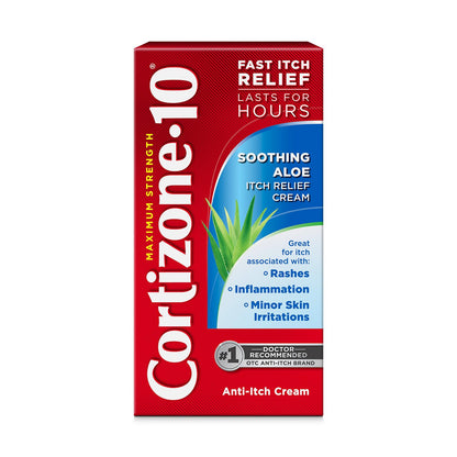 Cortizone-10 Maximum Strength Soothing Aloe Itch Relief Cream, 1% Hydrocortisone, Fast-Acting, Anti-Itch Cream for Bug Bites, Rash, Eczema, Psoriasis, Poison Ivy, Oak, Sumac & More, 1 oz - dailyvitalstore
