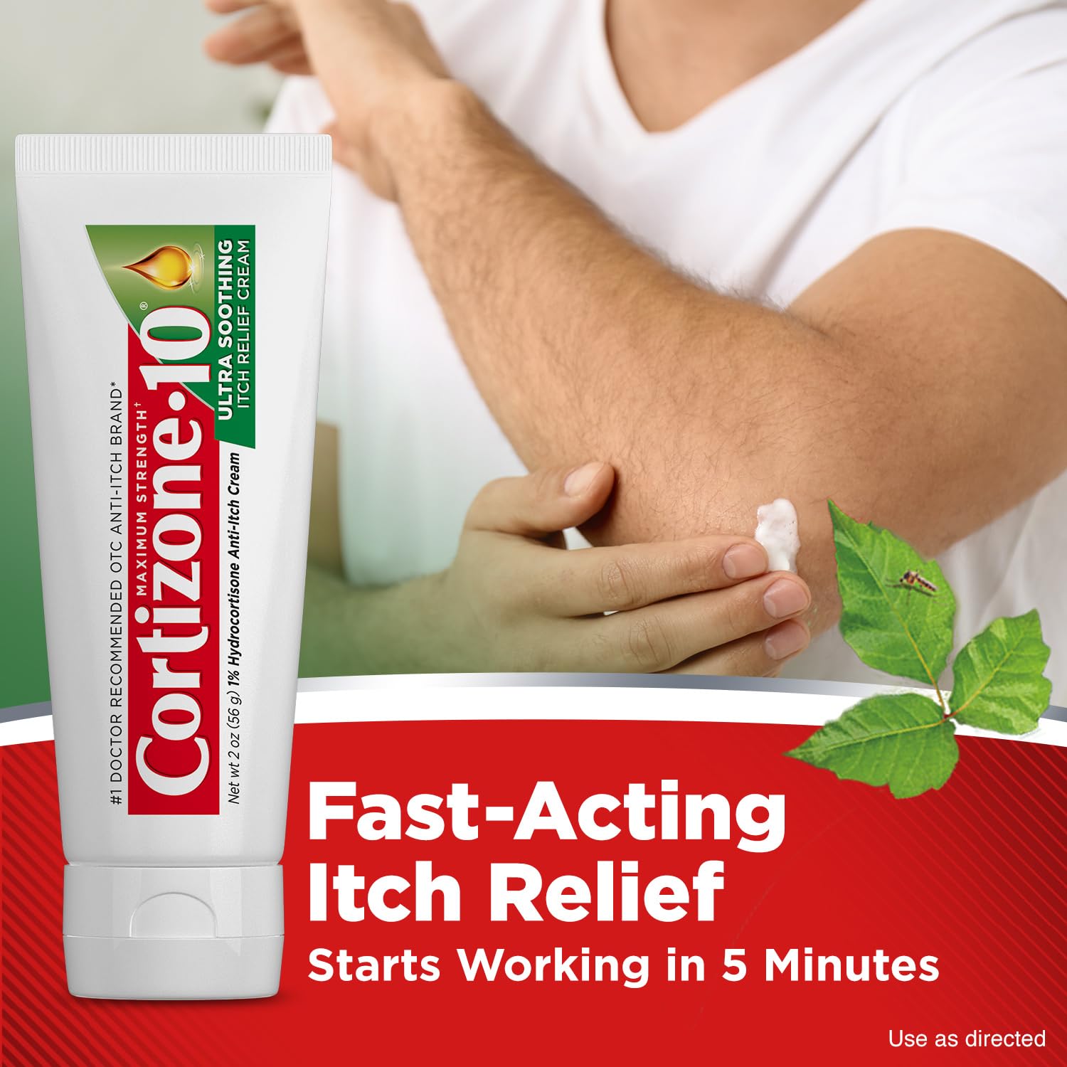 Cortizone-10 Maximum Strength Ultra Soothing Itch Relief Cream, 1% Hydrocortisone, Fast-Acting, Anti-Itch Cream for Bug Bites, Rash, Eczema, Psoriasis, Poison Ivy, Oak, Sumac & More, 2 oz - dailyvitalstore