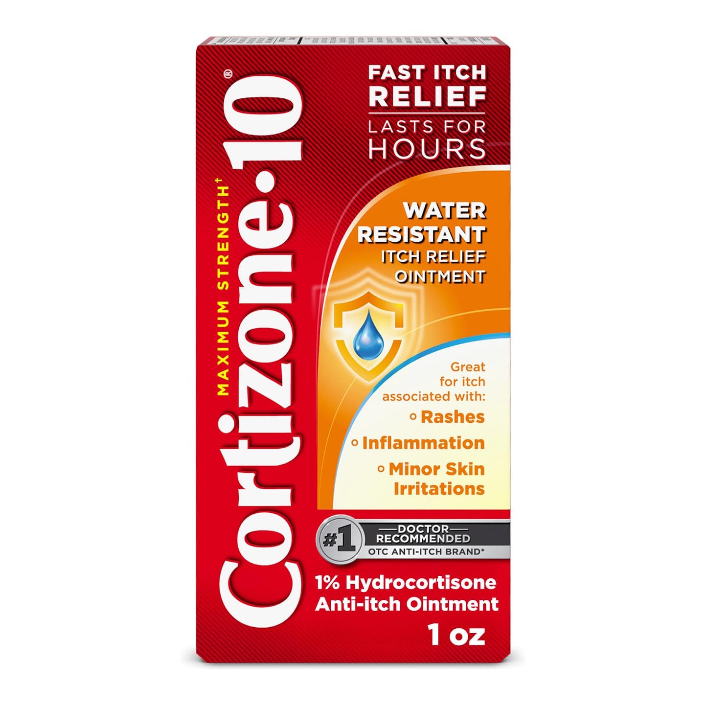Cortizone-10 Maximum Strength Water Resistant Itch Relief Ointment, 1% Hydrocortisone, Fast-Acting, Anti-Itch Cream for Bug Bites, Rash, Eczema, Psoriasis, Poison Ivy, Oak, Sumac & More, 1 oz - dailyvitalstore