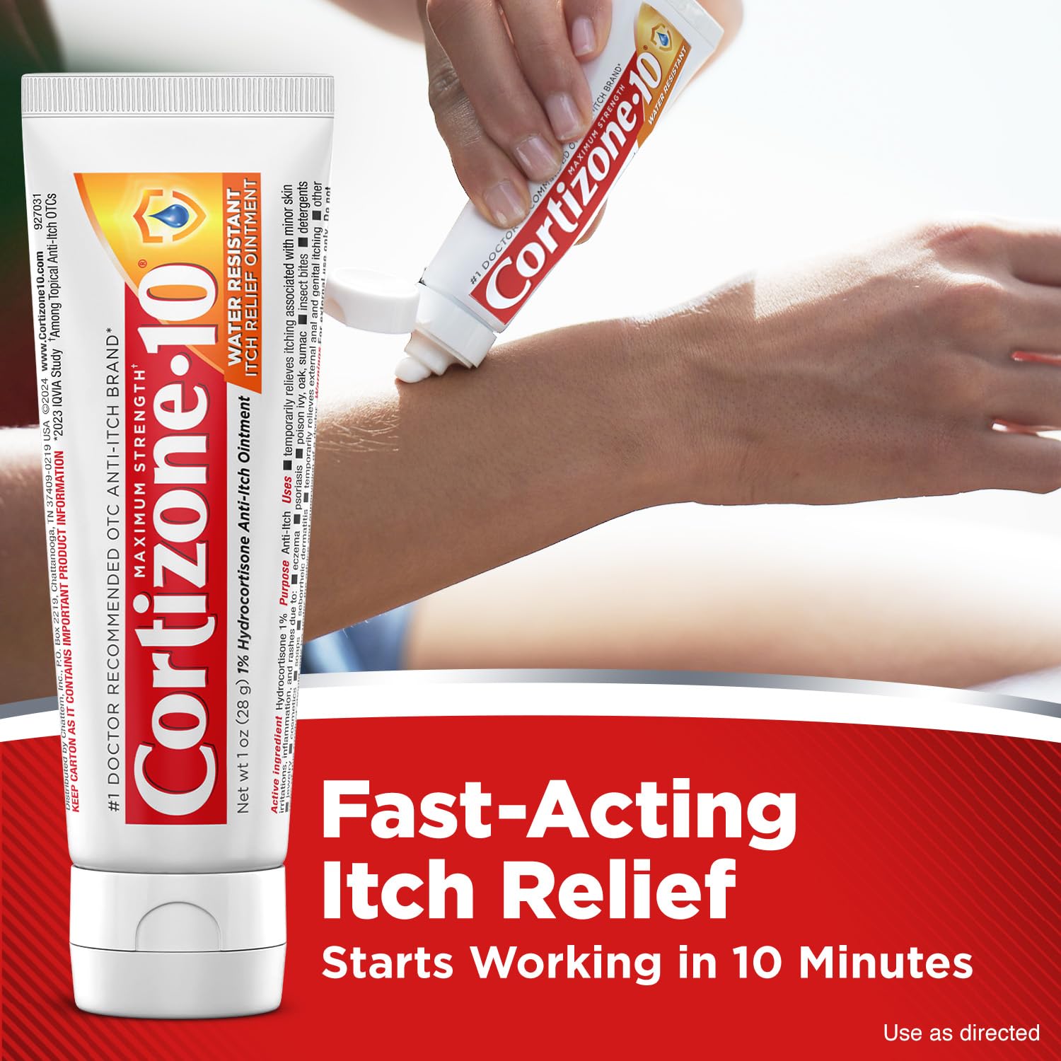 Cortizone-10 Maximum Strength Water Resistant Itch Relief Ointment, 1% Hydrocortisone, Fast-Acting, Anti-Itch Cream for Bug Bites, Rash, Eczema, Psoriasis, Poison Ivy, Oak, Sumac & More, 1 oz - dailyvitalstore