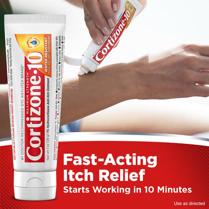 Cortizone-10 Maximum Strength Water Resistant Itch Relief Ointment, 1% Hydrocortisone, Fast-Acting, Anti-Itch Cream for Bug Bites, Rash, Eczema, Psoriasis, Poison Ivy, Oak, Sumac & More, 1 oz - dailyvitalstore